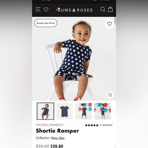 Bums and Roses Shortie romper (Navy Star)